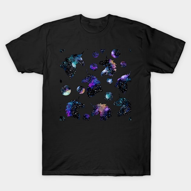 Space Unicorn and Dots T-Shirt by Cordata